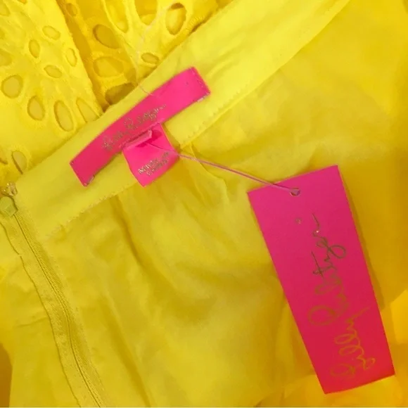Lilly Pulitzer Leah bubble mini skirt eyelet embroidered yellow size 10 90s Y2k - Picture 7 of 9